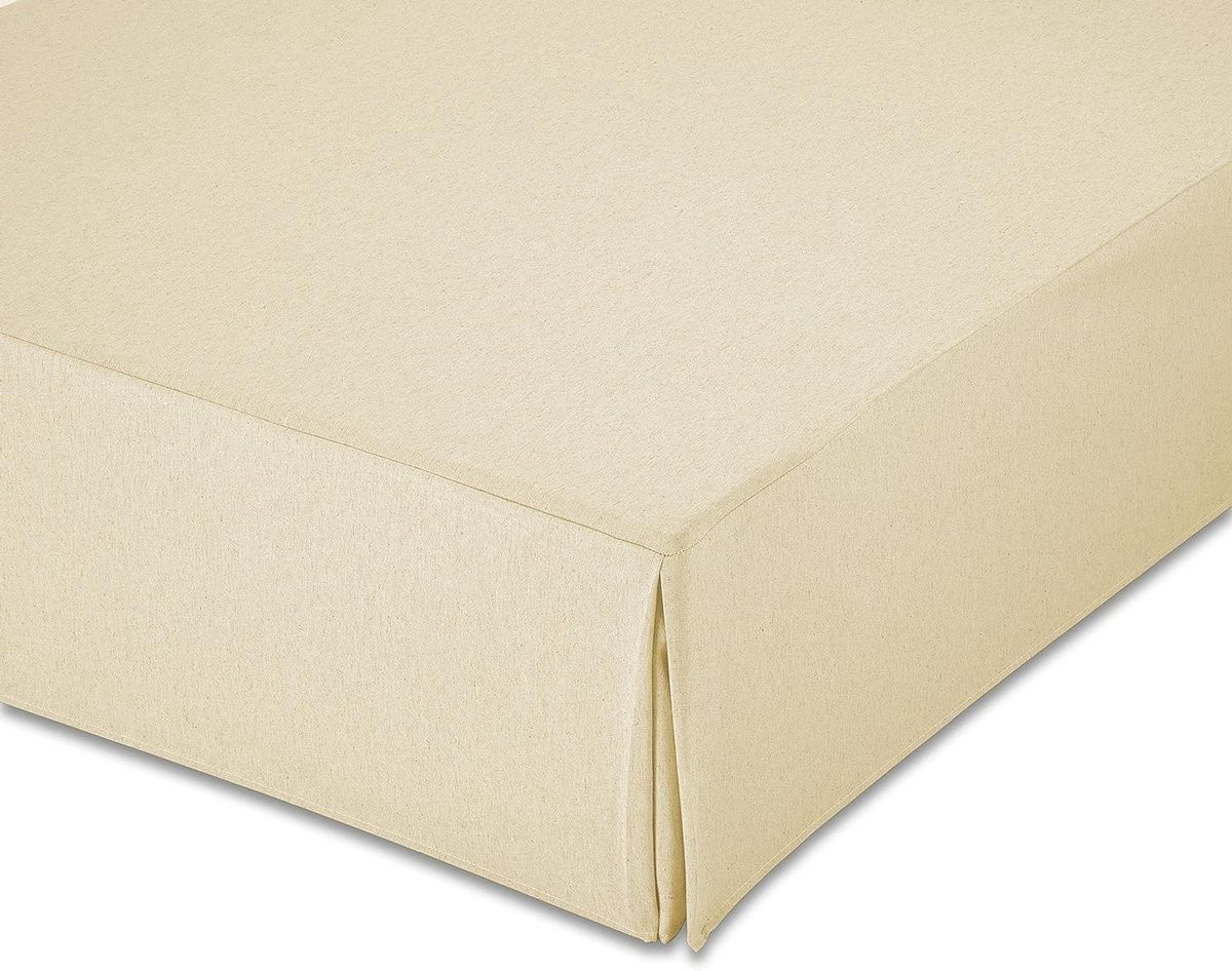 Beige Boxspring Overtrek met Volant - 150 cm