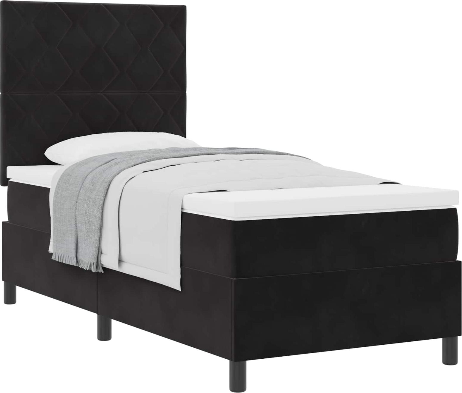 Boxspringbett mit Kopfteil Schwarz 90 x 200 cm Samt