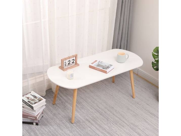 XJING Table à café ovale-Blanc Table à café minimaliste-Grand espace-110*50*45cm