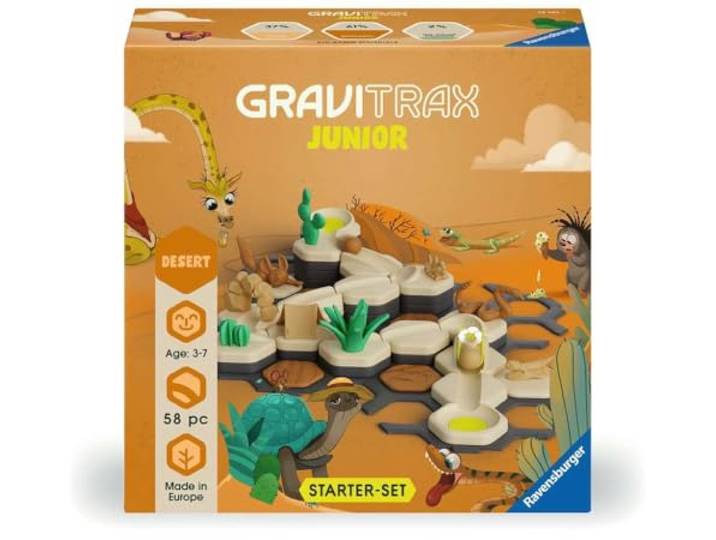 Ravensburger GraviTrax Junior Starter Set S Desert - Uitbreidbare ballenbaan voor kinderen, knikkerbaan met themawerelden, constructiespeelgoed vanaf 3 jaar