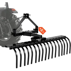 VEVOR Rasentraktor Heuharke 127cm, 3-Punkt-Aufstecksystem mit 17 Stahlzinken, Passend für Traktoren der Kategorie 1, Winkelverstellbar, Hochleistungs-Rasentrimmer für Gras, Äste & Schnittgut