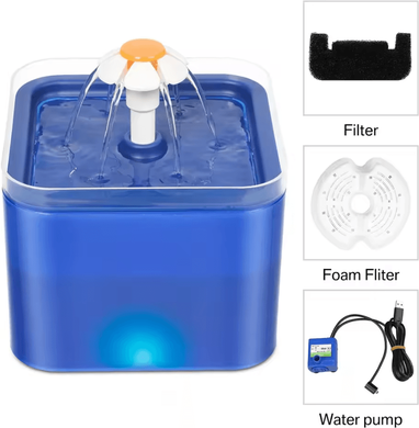 Inspire Curations GlowFlow 2L Pet Water Fountain With LED Light blue 2l