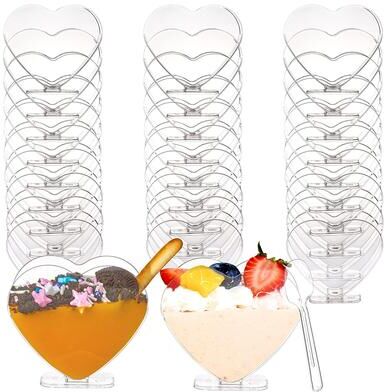 The Handy Homestead Heart Shaped Dessert Cups Mini Parfait & Plastic Mousse Serving Cups Heart Shaped Dessert Cups Mini Parfait & Plastic Mousse Serving Cups