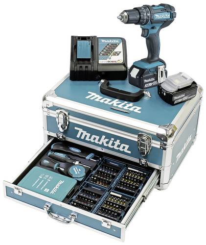 Makita DHP482RFX9 2-Gang-Akku-Schlagbohrschrauber inkl. 2. Akku, inkl. Koffer, mit Zubehör, inkl. Ladegerät