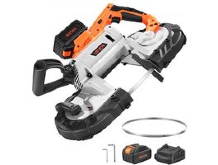 VEVOR 20 V Akku Bandsäge, 127x115mm Schnitttiefe, Metallbandsäge mit bürstenlosem Motor, 4000-mAh-Akku und Ladegerät, 0–120 m/min variable Drehzahl, zum Schneiden von Metall, Holz