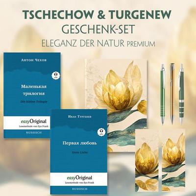 Tschechow & Turgenew Geschenkset - 2 Bücher (Softcover mit Audio-Online) + Eleganz der Natur Schreibset Premium, Set von Anton Pawlowitsch