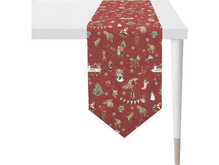 Tischband APELT 6200 WINTERWELT, Weihnachtsdeko, Weihnachten , bunt (rot, bunt), B:32cm L:175cm, Baumwolle, Polyester, Tischdecken, Tischband, Digitaldruck