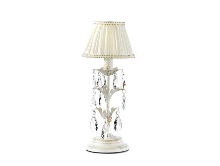 Kristall-Tischleuchte, Weiß, Metall, Glas, 16x40x16 cm, Lampen & Leuchten, Innenbeleuchtung, Tischlampen, Tischlampen