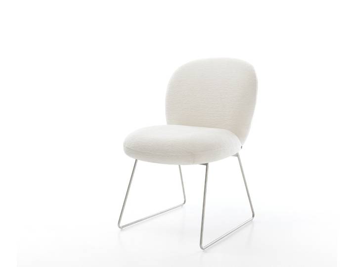 Esszimmerstuhl Nube-Flex Bouclé Soft Beige Kufengestell Edelstahl Taschenfederkern, Esszimmerstühle