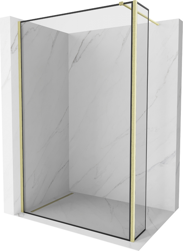 Mexen Kioto Walk-In Duschwand 130x40 cm, Muster, Gold gebürstet