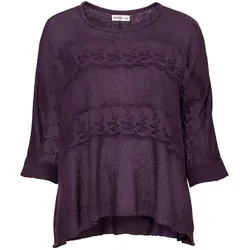 Oversize-Pullover mit Spitzeneinsatz - lila - 44/46