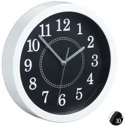 Relaxdays 10 x Wanduhr rund 20cm weiß Weiß,Grau,Schwarz