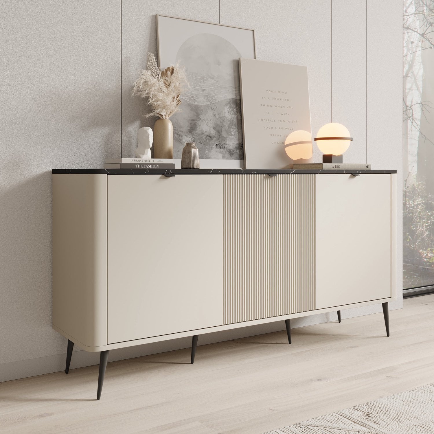 Meubella Dressoir Mace Beige 160 cm