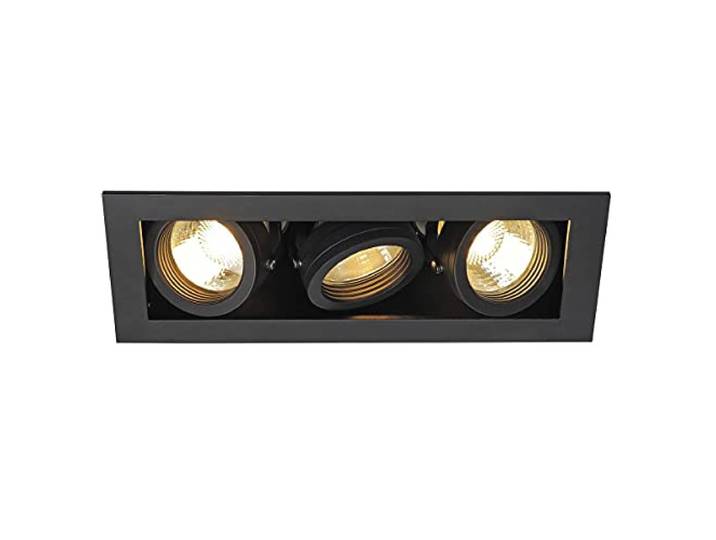 SLV Encastré KADUX 3 Lampes\, Rectangulaire\, Noir Mat\, Orientable Inclinable Multidirectionnel 115530