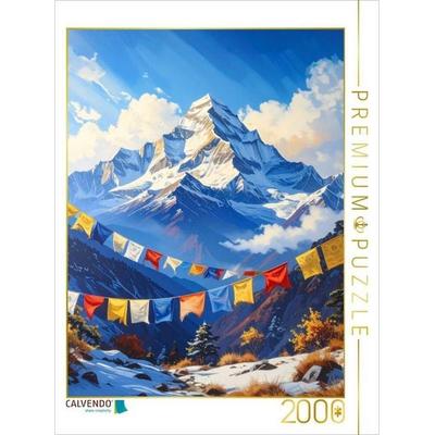 CALVENDO Puzzle Gebetsfahnen und Himalaya | 2000 Teile Lege-Größe 90x67cm Foto-Puzzle für glückliche Stunden