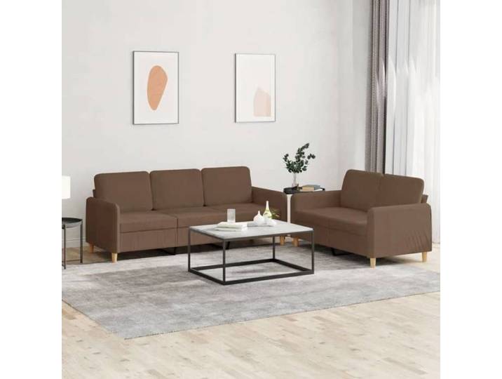 Ensemble de canapés 2 pcs avec coussins Marron Tissu 3202121