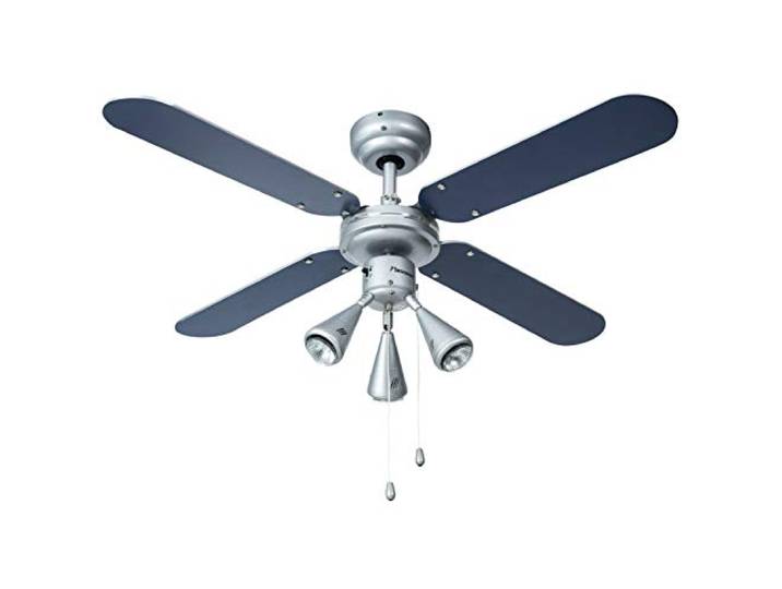Bestron Ventilateur de plafond avec lampe\, Ø 102 cm\, 50 W\, Argent/Bleu