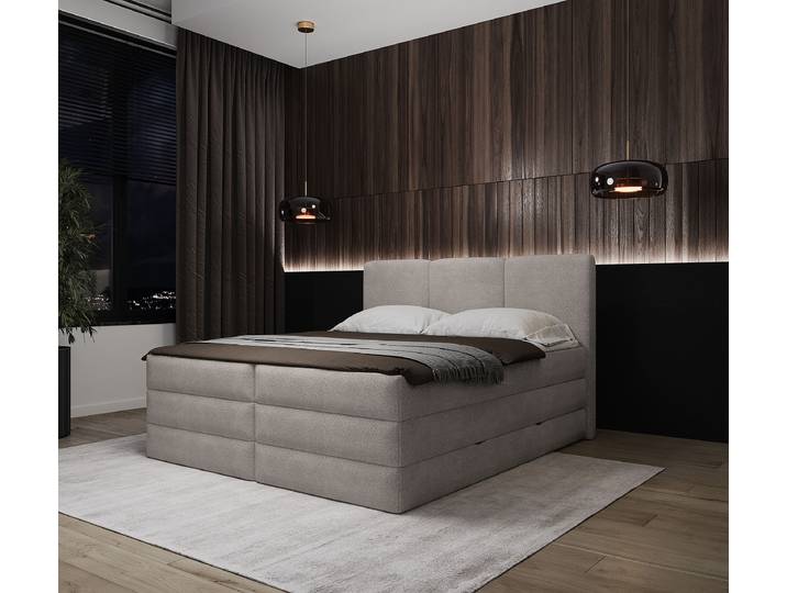 Boxspringbett Duncott 180 x 200cm Bouclé Stoff Sideri Grau
