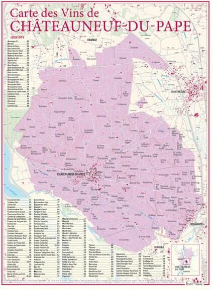 Carte des vins de Châteauneuf-du-Pape   Benoit France