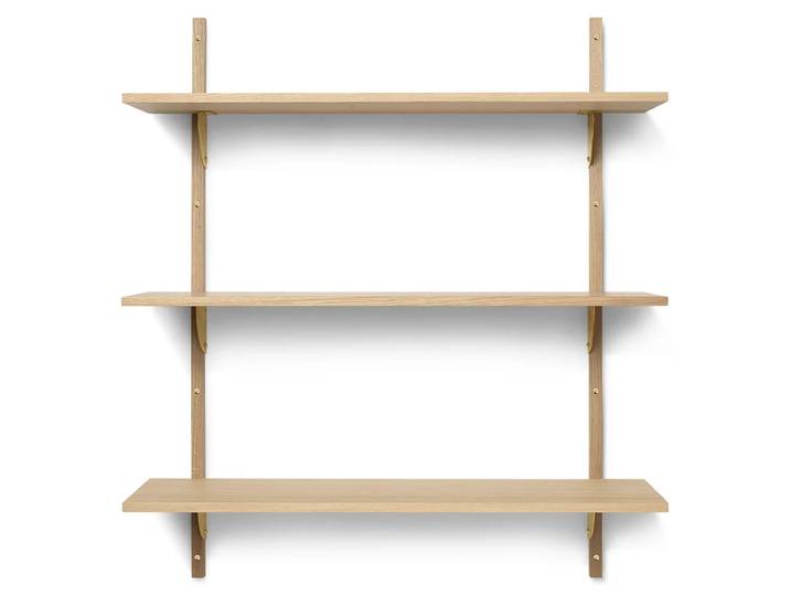 Ferm Living Sector Wandregal triple wide Eiche-Messing