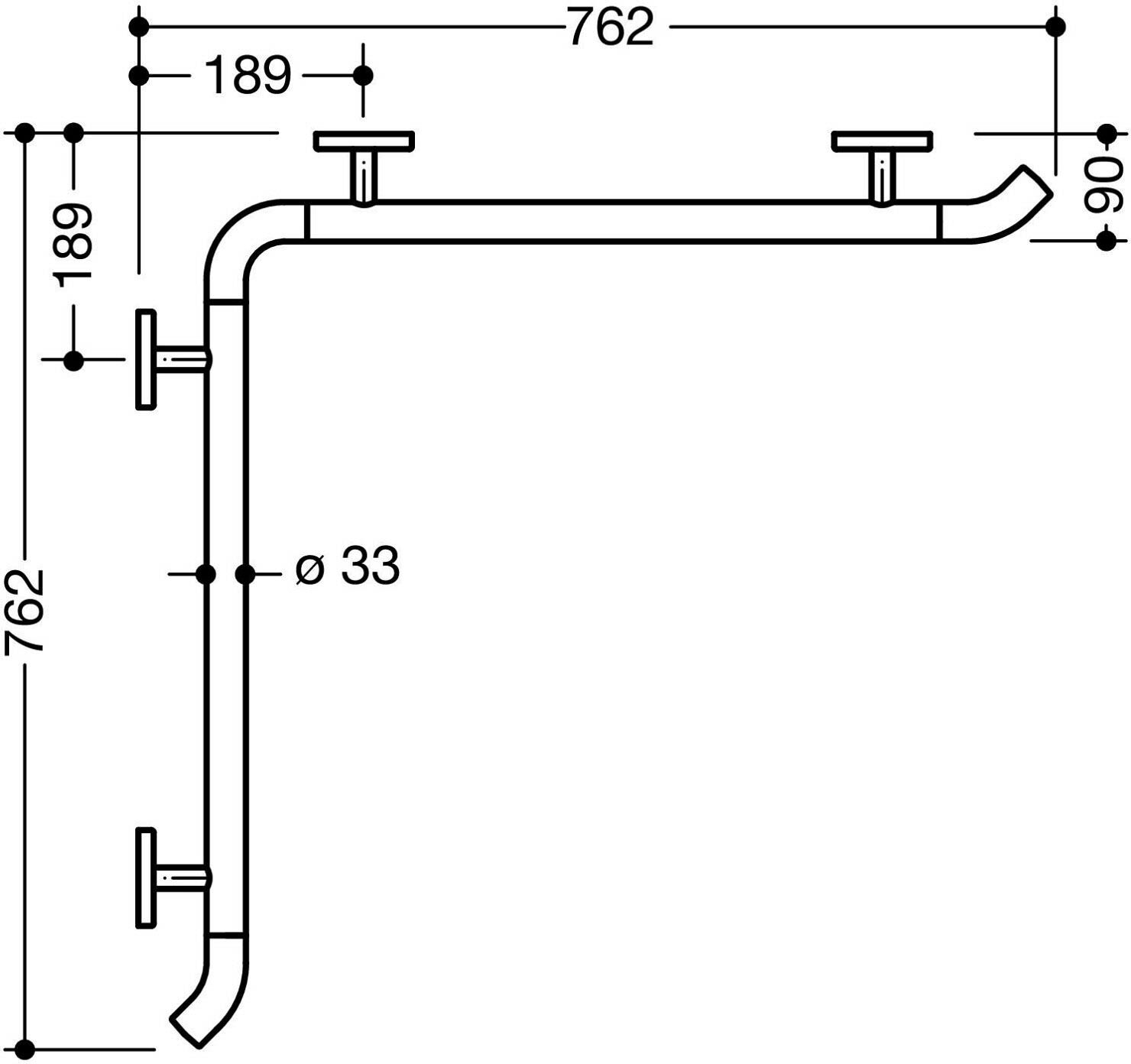 HEWI System 800K Dusch-, Wannenhandlauf