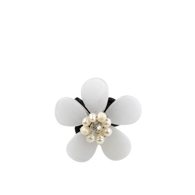 Fingerring "Flower", weiß, COLLEZIONE ALESSANDRO, Fingerringe, Damen, Glas, Fingerring