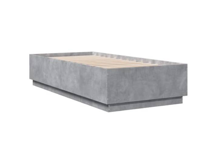 KTHLBRH Bettgestell grau Zement 80 x 200 cm Technisches Holz, feste Lattenroste, mit Behälter, 140 kg Kapazität
