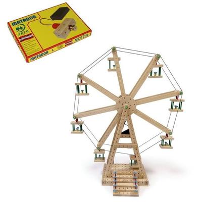 MATADOR 11490 - Riesenrad mit Motor, Sondermodell-Baukasten, Holz, Konstruktionsbaukasten, ab 5 Jahren, Spielend lernen!