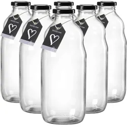 MILCHFLASCHEN Mara transparent 1 l 6er Set