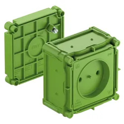 Spelsberg 98700101 Geräteeinbaudose, grün, Schutzart IP30, geeignet für Betonbau, Bemessungsisolationsspannung 400V AC, halogenfrei BS 1