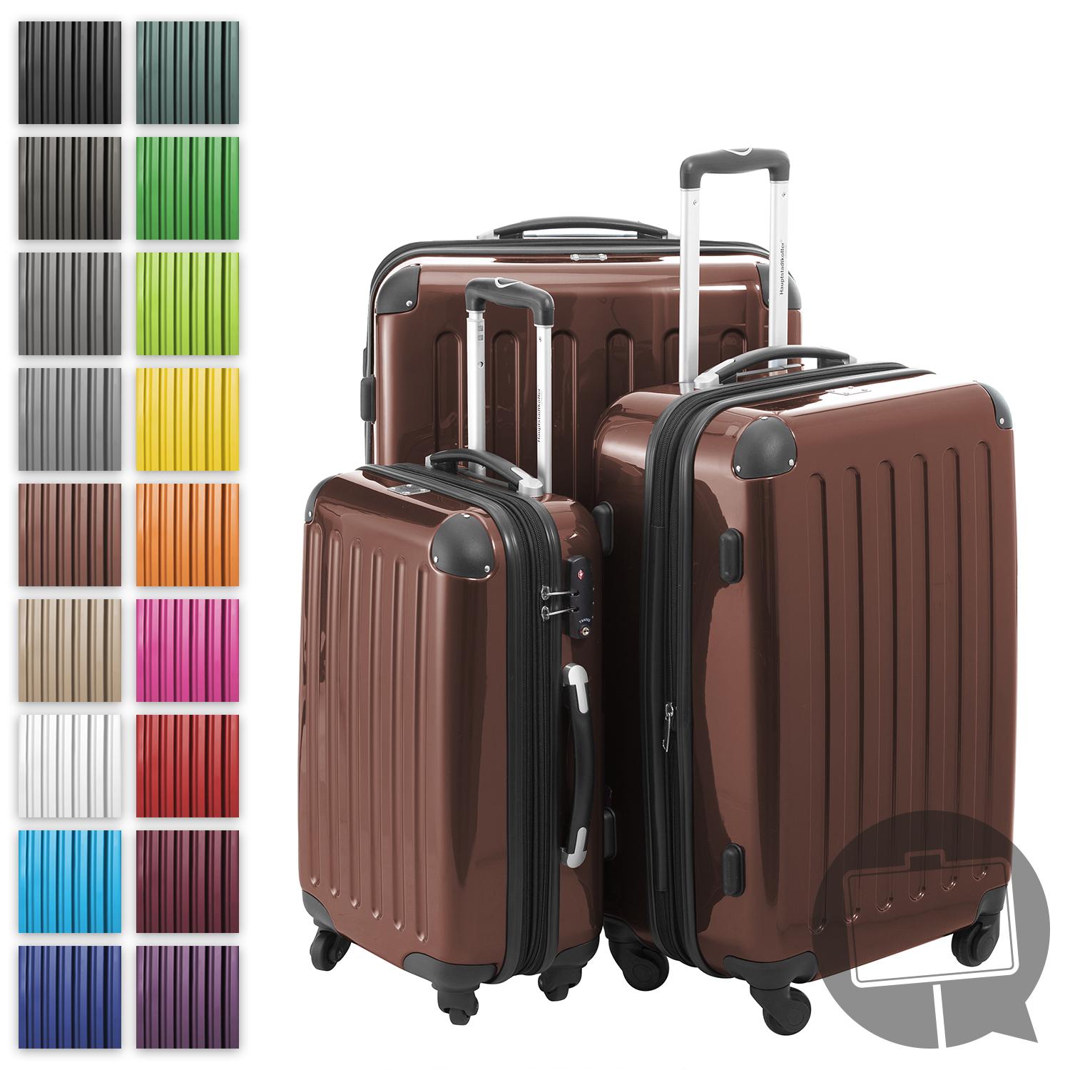 Hauptstadtkoffer - ALEX Hartschalen Trolley -3er Set- braun, Auswahl Schloss:TSA Schloss