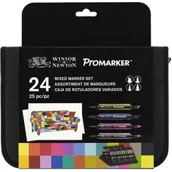 Winsor & Newton, Marker, & Newton Brush- & Promarker etui 24 kleuren (24x)