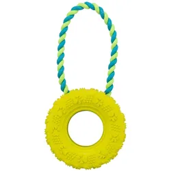 3x Trixie Reifen am Tau D=15cm (Beschäftigungsspielzeug Hund), Hundespielzeug