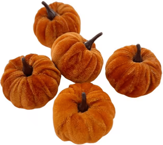 Inspire Curations 5PCS Artificial Foam Pumpkin Set Halloween Desktop Fall Decorations deep Orange