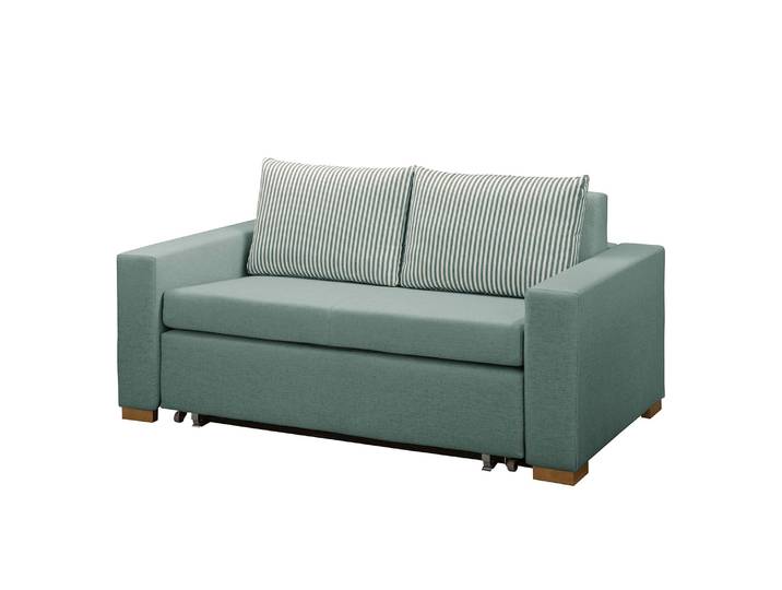 Schlafsofa Basic Grün/Mint Webstoff Sari / Webstoff Habren 153cm mit Schlaffunktion Skandi