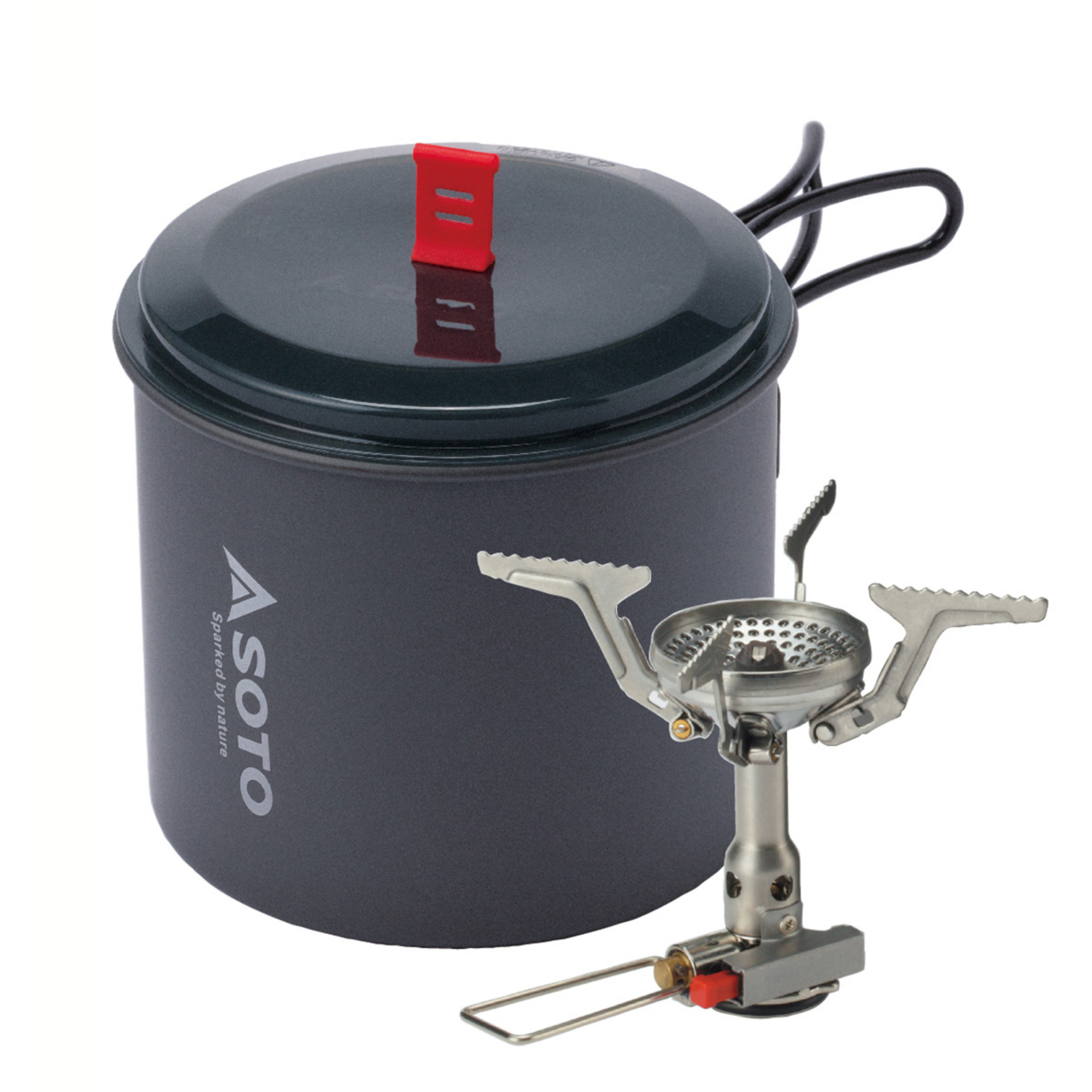 Soto Amicus Piezo Gaskocher/New River Kochtopf Campingkocher grau Camping