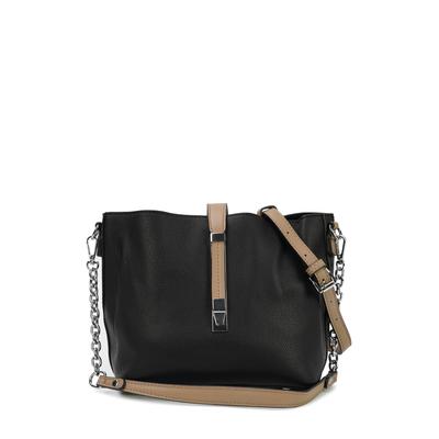 Schultertasche HARPA "MISCHA", Damen, Gr. B/H/T: 12cm x 18cm x 29cm, schwarz, Lederimitat, mehrfarbig, Taschen Schultertasche, mit wechselbaren Schultergurten