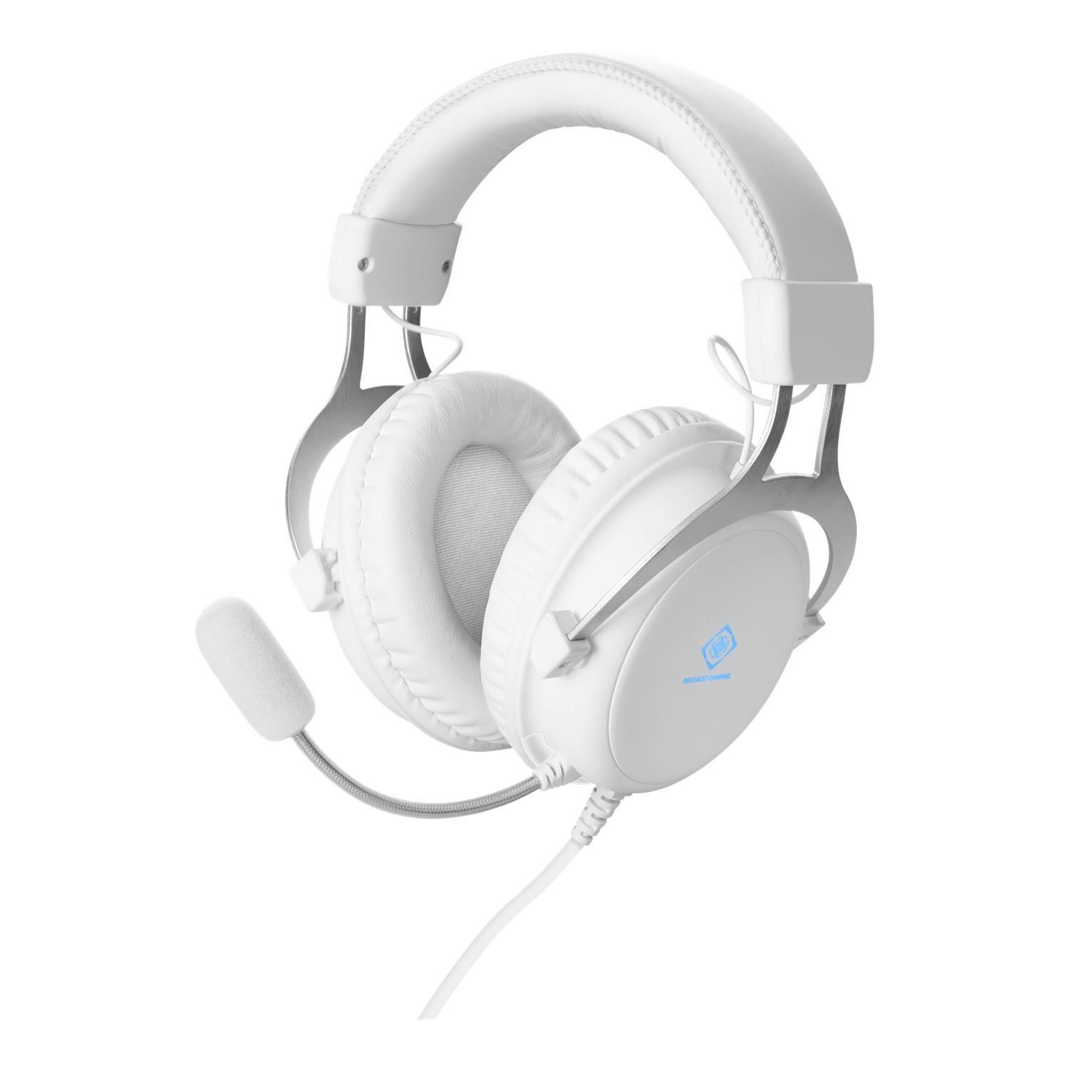 Deltaco WH85 Gaming Headset met stereo geluid en LED-verlichting, wit