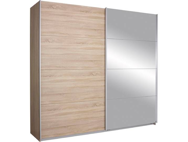 Schwebetürenschrank, Holzwerkstoff, Braun/Spiegel, 271×230×62 cm, Mit Schubkasten & Einlegeböden, Modern, Rauch