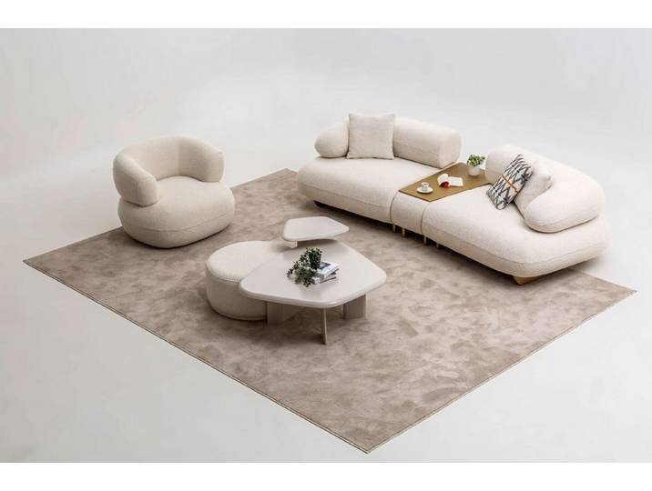 JVmoebel Polstergarnitur JVMoebel Designer Couchgarnitur in Beige mit Sessel und Tischen, (Set, 2-tlg)
