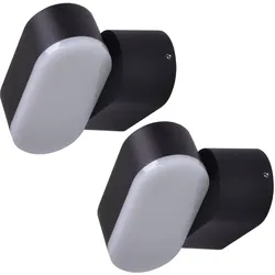 Wandleuchte Aussen Fassadenleuchte Außen LED Wandlampe Garten schwarz verstellbar, Aluminium Kunststoff, 6W 660lm warmweiß, BxH 11x9,6 cm, 2er Set