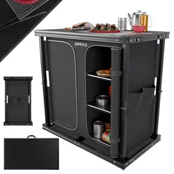 24MOVE® Campingküche AVERSA faltbar, Aluminium Reiseküche mit Arbeitsplatte, Staufächern & stabilem Gestell für Camping