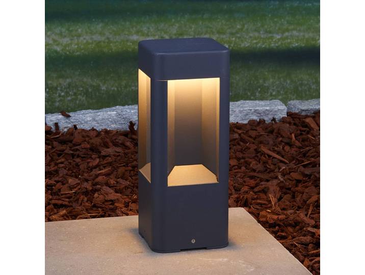 LED Sockelleuchte ANNIKA Lucande, schwarz, Aluminium, Modern, LED Außenleuchte