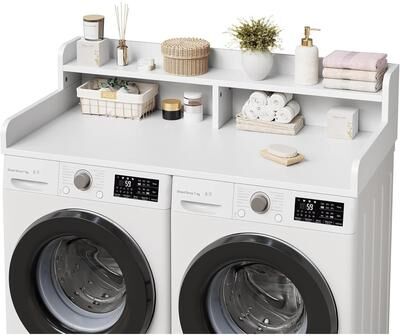 YUN 2-Tier Washer Dryer Countertop with Shelf, Laundry Topper with Edge and Non-Slip Pad