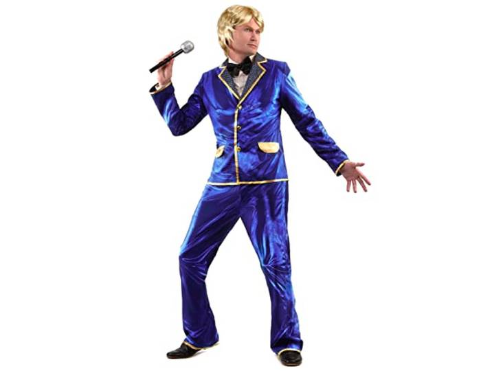 DEGUISE TOI - Glanzend blauw disco kostuum voor mannen