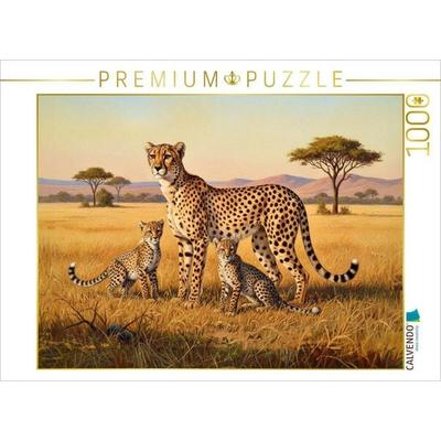 CALVENDO Puzzle Gemälde einer Geparden Familie | 1000 Teile Lege-Größe 64x48cm Foto-Puzzle für glückliche Stunden