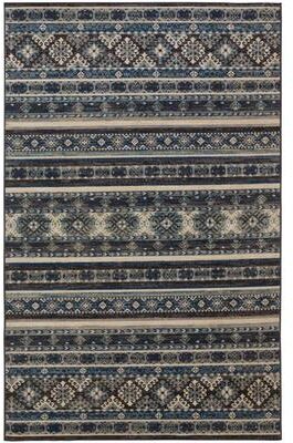 Grand Bazaar Kezia Vintage Style Tribal Kazak Rug, River Blue/Charcoal Gray