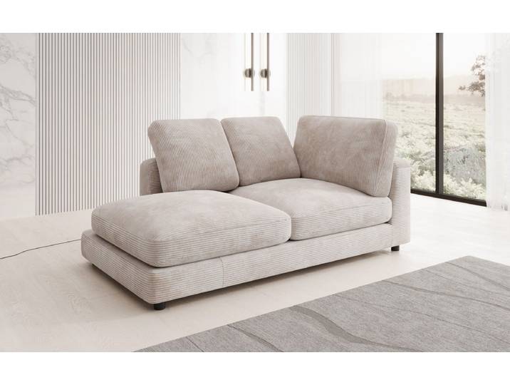 Designer Chaise Longue-Sofa Thalessa in Cord - Beige - Links - Luxusbetten24