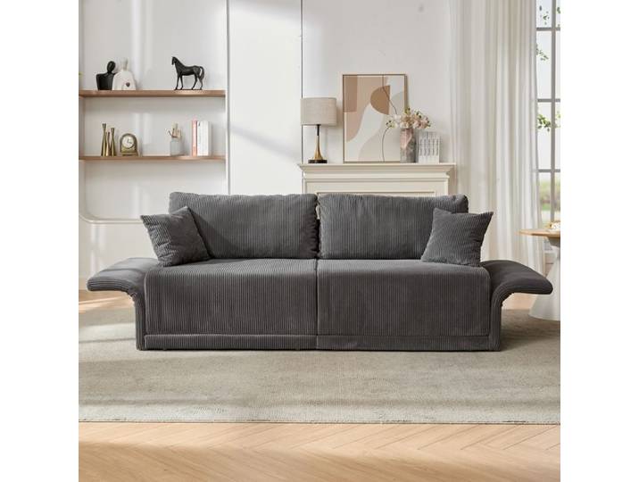 Canapé-lit 2 Places Pliable en Tissu Minimaliste Moderne Canapé Convertible Confortable pour Salon 183x84x62cm Gris