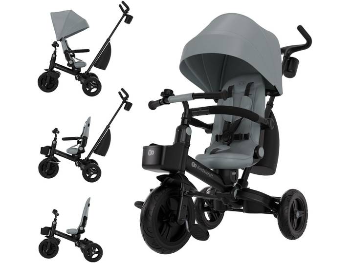 Dreirad KINDERKRAFT Aveo 2 Plus , grau, Dreiräder, Kinder, Dreirad, multifunktional